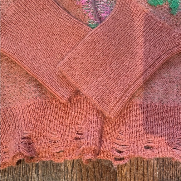 Anthropologie Pink and Orange Floral Sweater - Picture 6 of 8